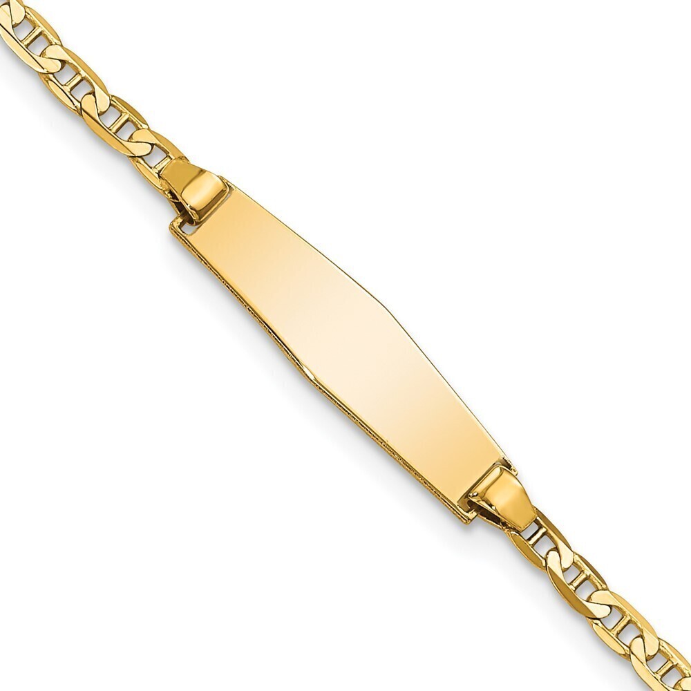 14k Yellow Gold Soft Diamond Shape Flat Anchor Link Id Bracelet